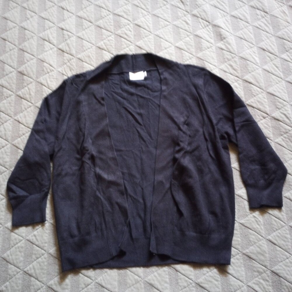 Open Front Cropped Cardigan with 3/4 Sleeve